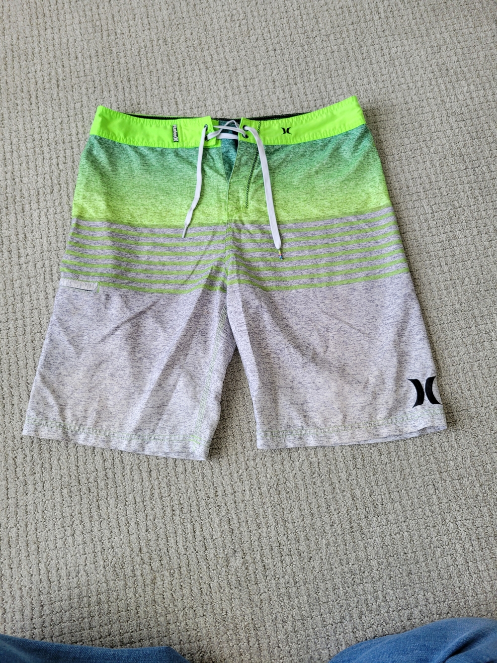 Hurley Green/Gray Men’s Boardshorts - Lace Waist Size 34